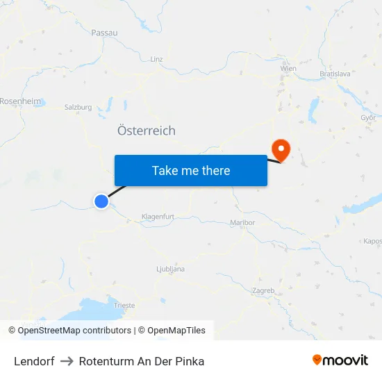 Lendorf to Rotenturm An Der Pinka map