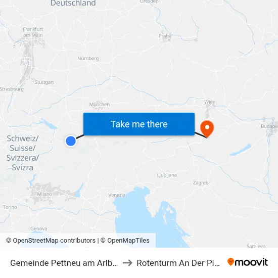 Gemeinde Pettneu am Arlberg to Rotenturm An Der Pinka map