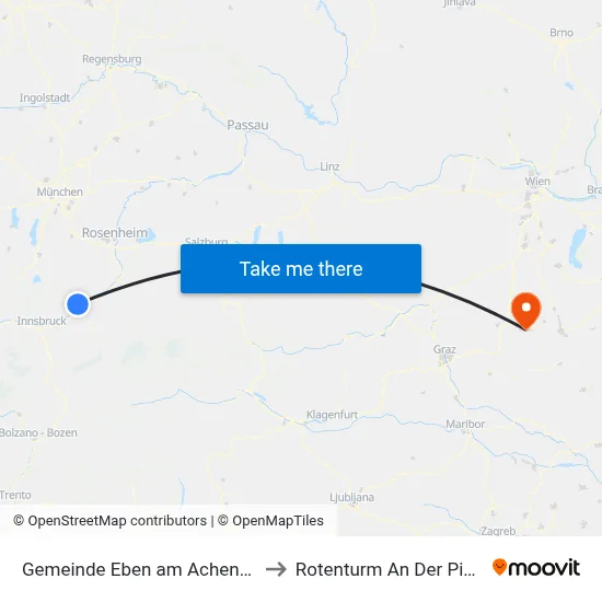 Gemeinde Eben am Achensee to Rotenturm An Der Pinka map