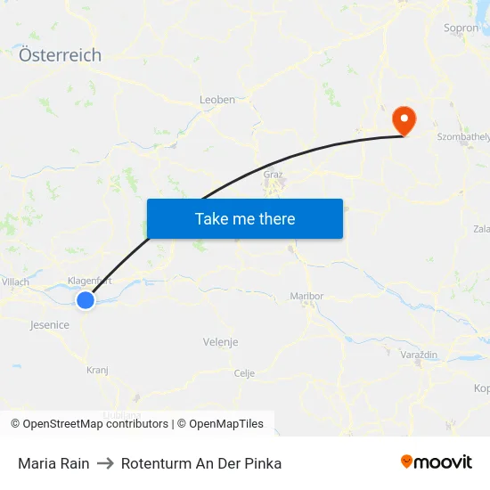 Maria Rain to Rotenturm An Der Pinka map