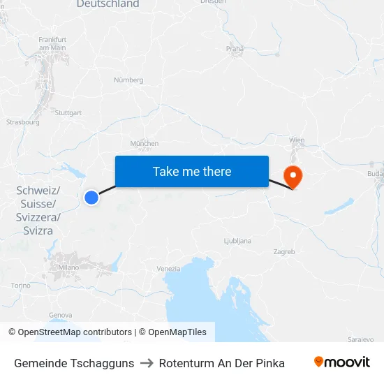 Gemeinde Tschagguns to Rotenturm An Der Pinka map