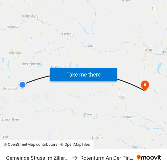 Gemeinde Strass Im Zillertal to Rotenturm An Der Pinka map