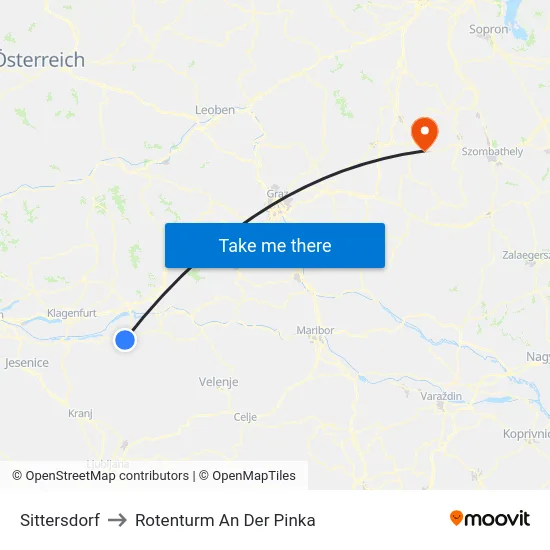 Sittersdorf to Rotenturm An Der Pinka map