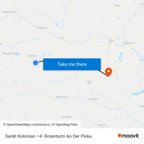 Sankt Koloman to Rotenturm An Der Pinka map
