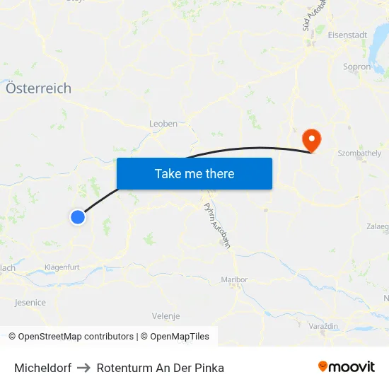 Micheldorf to Rotenturm An Der Pinka map