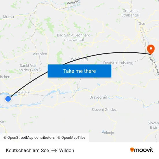 Keutschach am See to Wildon map