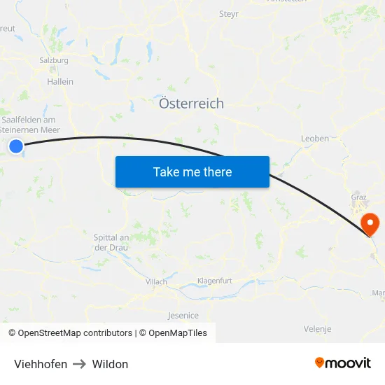 Viehhofen to Wildon map