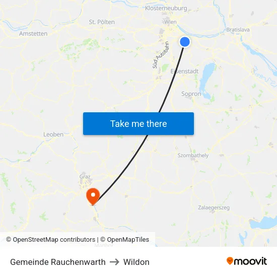 Gemeinde Rauchenwarth to Wildon map