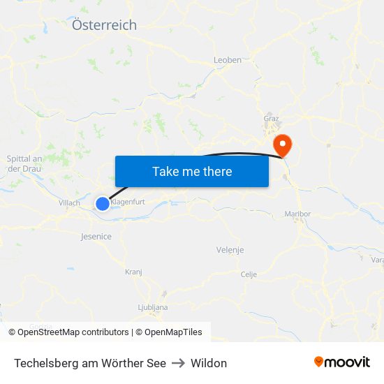 Techelsberg am Wörther See to Wildon map