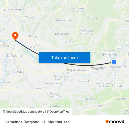 Gemeinde Bergland to Mauthausen map