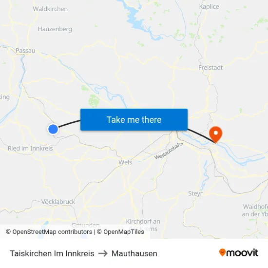 Taiskirchen Im Innkreis to Mauthausen map