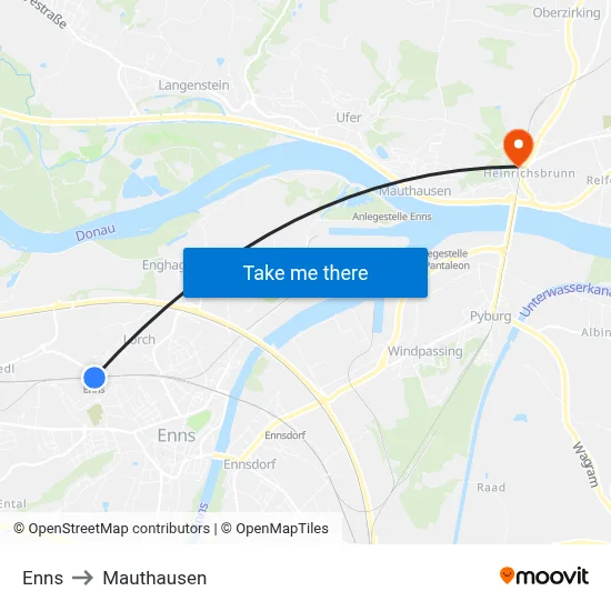 Enns to Mauthausen map