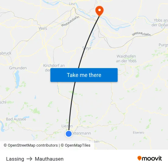 Lassing to Mauthausen map