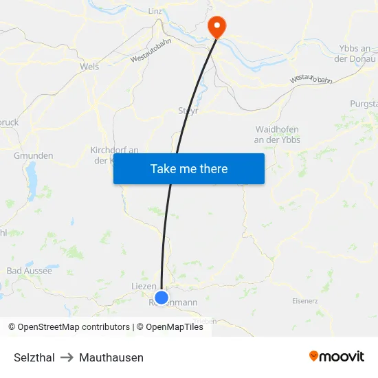 Selzthal to Mauthausen map