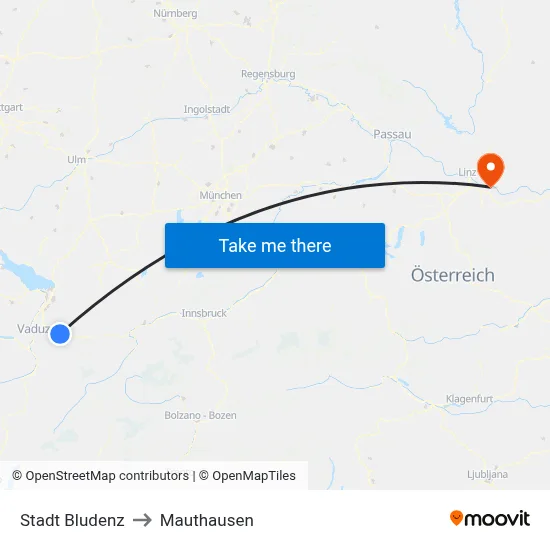 Stadt Bludenz to Mauthausen map