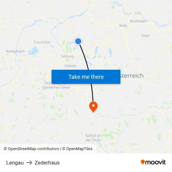 Lengau to Zederhaus map
