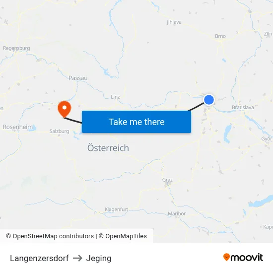 Langenzersdorf to Jeging map