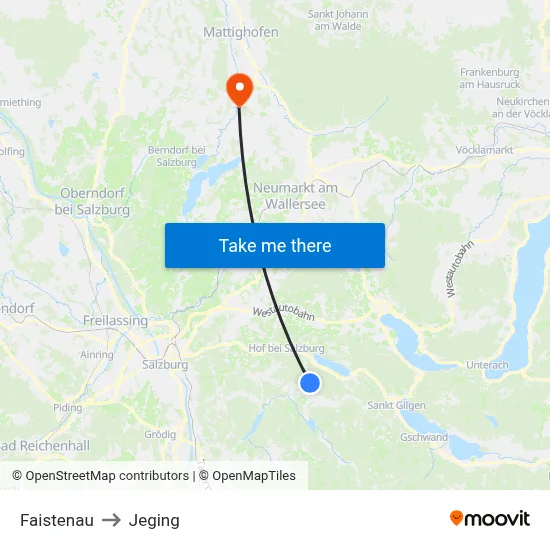 Faistenau to Jeging map