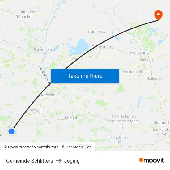 Gemeinde Schlitters to Jeging map