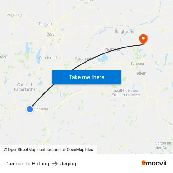 Gemeinde Hatting to Jeging map