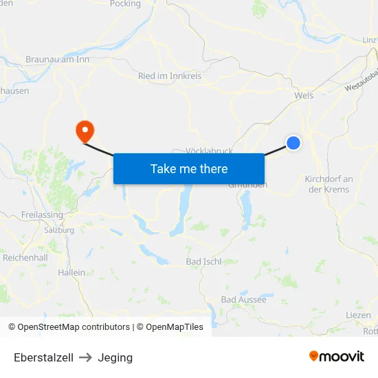 Eberstalzell to Jeging map