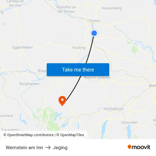 Wernstein am Inn to Jeging map