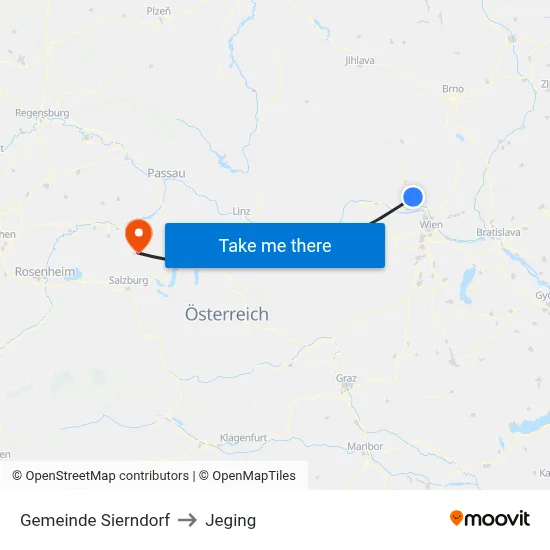 Gemeinde Sierndorf to Jeging map