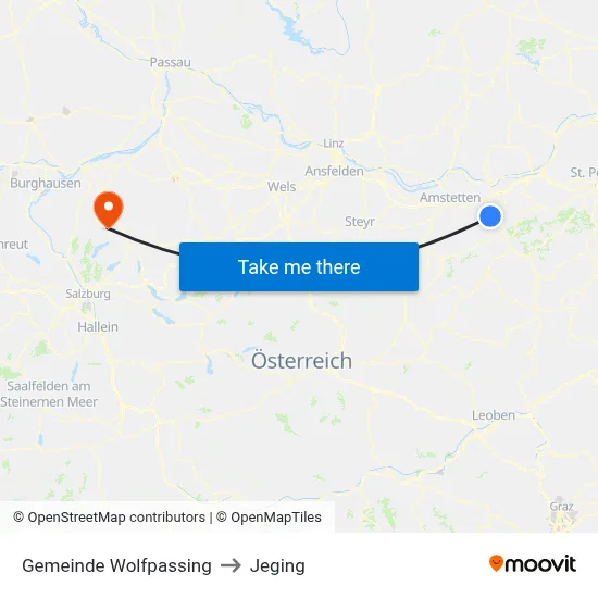 Gemeinde Wolfpassing to Jeging map