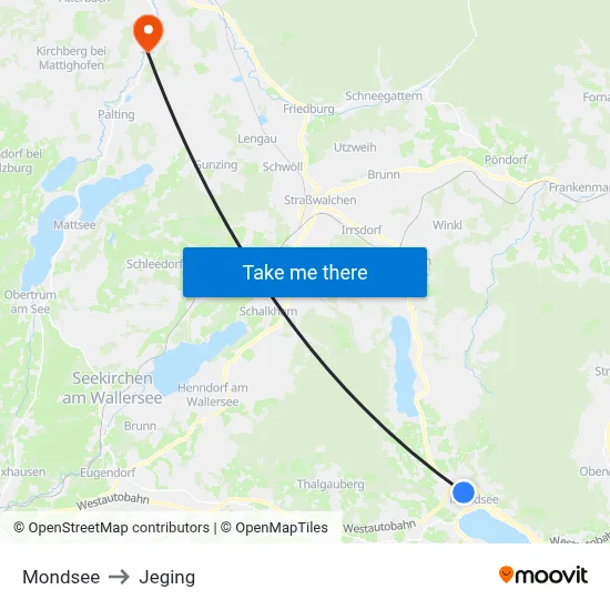 Mondsee to Jeging map