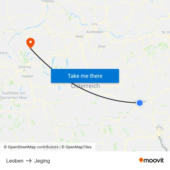 Leoben to Jeging map