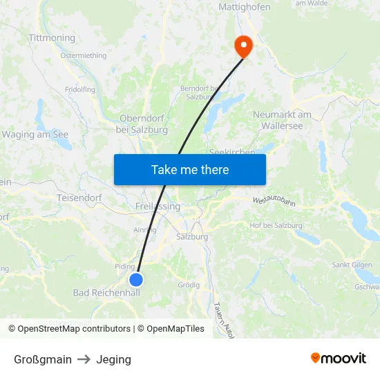 Großgmain to Jeging map