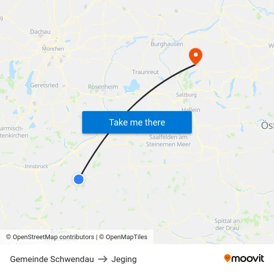 Gemeinde Schwendau to Jeging map