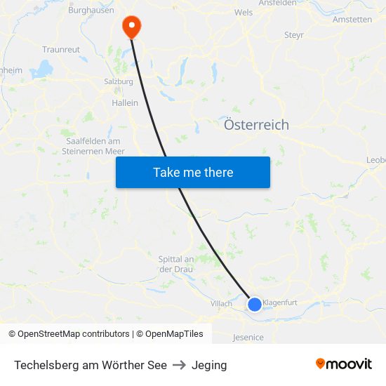 Techelsberg am Wörther See to Jeging map