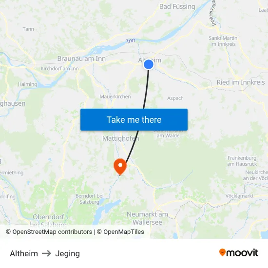 Altheim to Jeging map