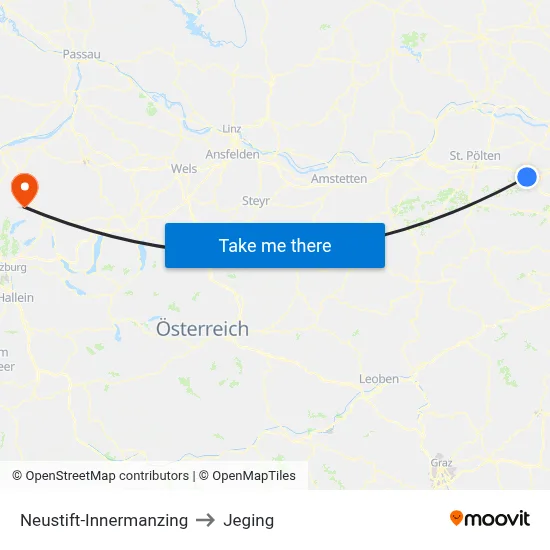 Neustift-Innermanzing to Jeging map