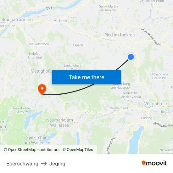Eberschwang to Jeging map