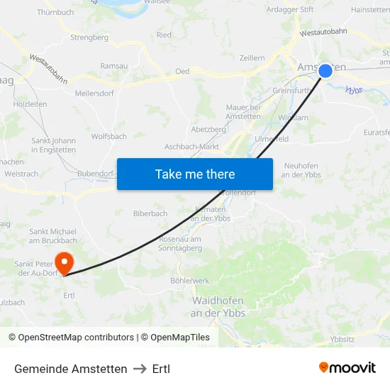 Gemeinde Amstetten to Ertl map
