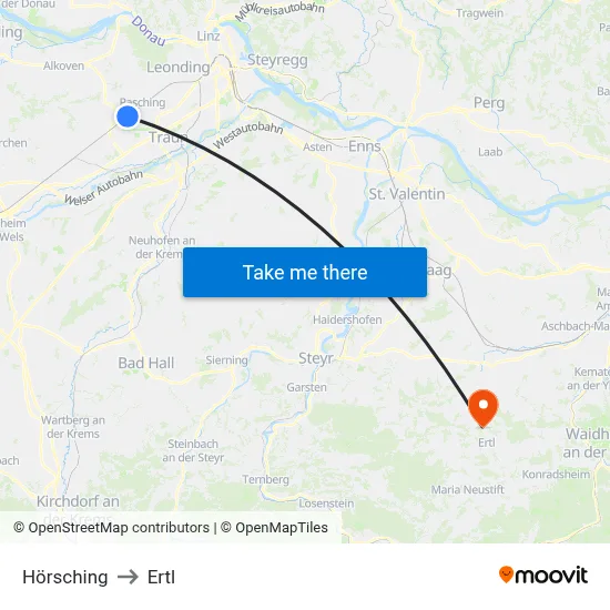 Hörsching to Ertl map
