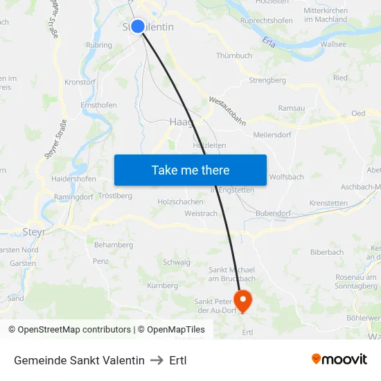Gemeinde Sankt Valentin to Ertl map