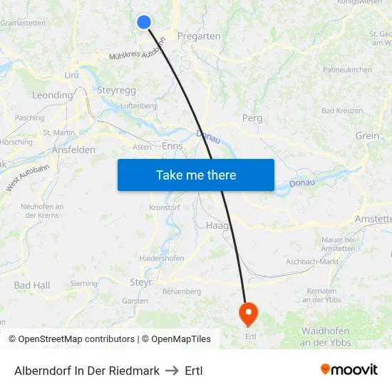 Alberndorf In Der Riedmark to Ertl map