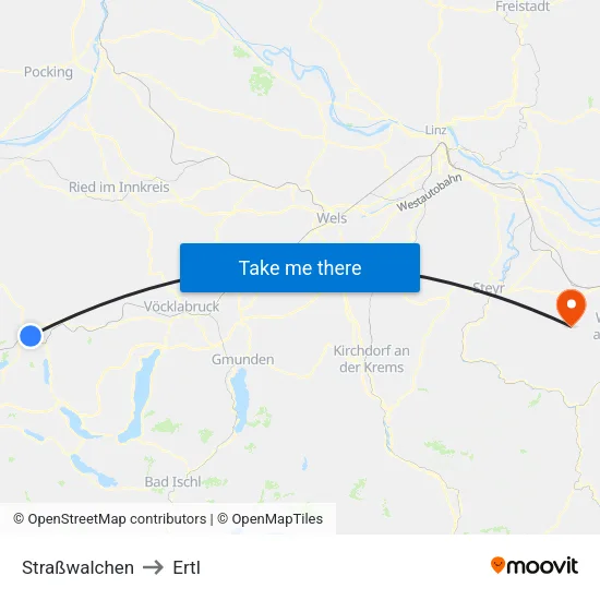 Straßwalchen to Ertl map