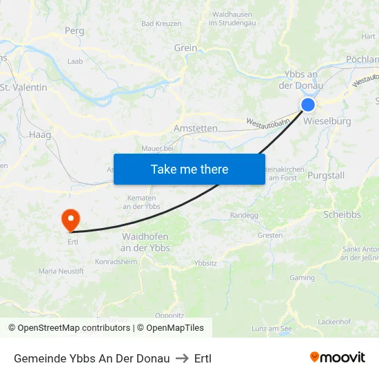 Gemeinde Ybbs An Der Donau to Ertl map