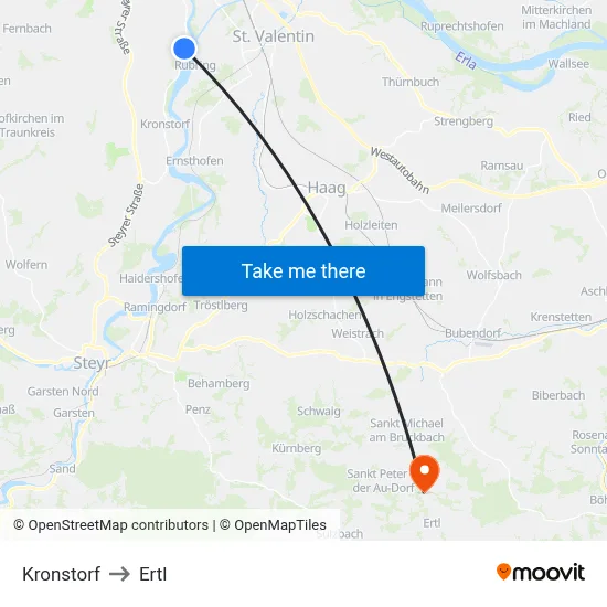 Kronstorf to Ertl map