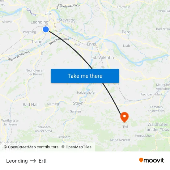 Leonding to Ertl map