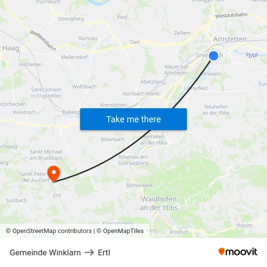 Gemeinde Winklarn to Ertl map