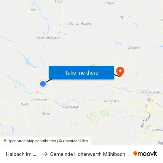 Haibach Im Mühlkreis to Gemeinde Hohenwarth-Mühlbach am Manhartsberg map