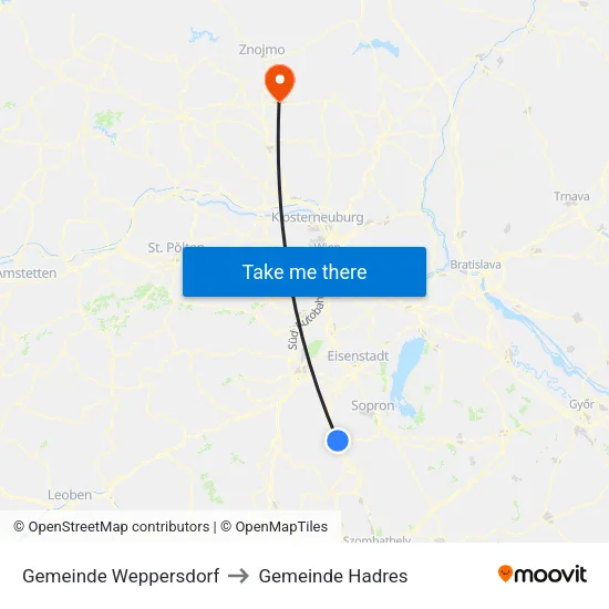 Gemeinde Weppersdorf to Gemeinde Hadres map