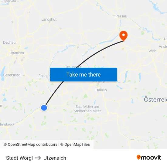 Stadt Wörgl to Utzenaich map