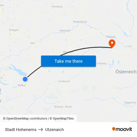 Stadt Hohenems to Utzenaich map