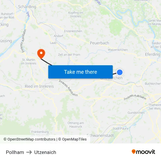 Pollham to Utzenaich map